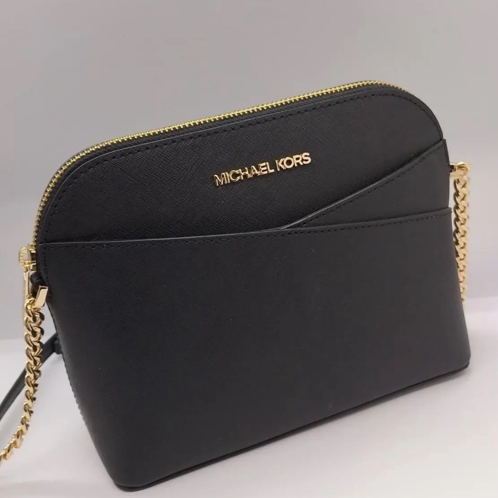 Michael Kors Jet Set Travel Black Medium Dome Crossbody Bag New (Original)